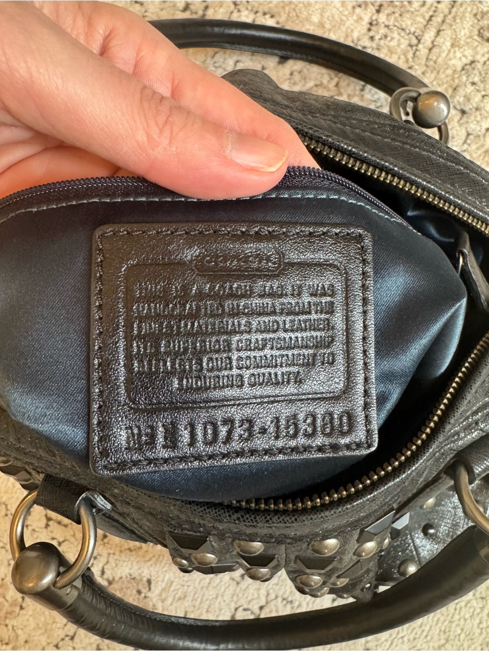 Coach Black Studded Leather Satchel with Chain Strap - Picture 6 of 9